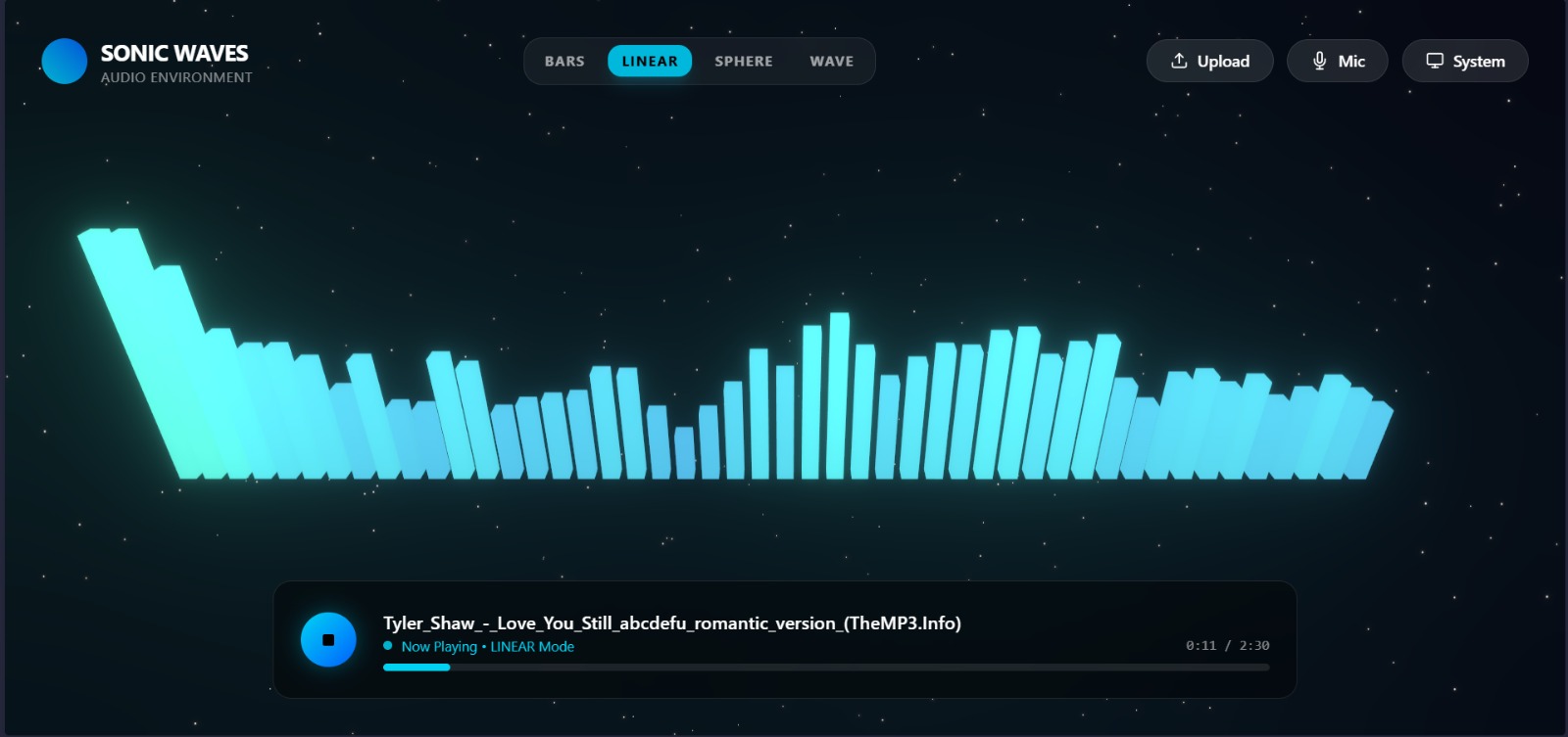 Sonic Waves — 3D Audio Visualizer